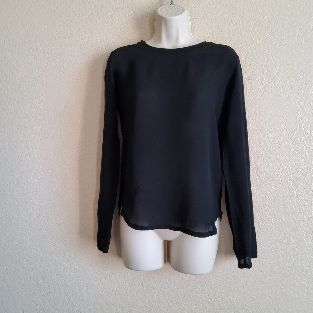 The Refinery Black Long Sleeve Top Size S New